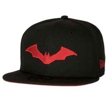 The Batman Robert Patterson Logo DC Comics New 59Fifty Fitted Hat Black/Red