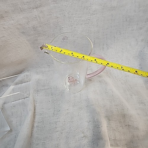 Glaskrug mit Flamingo innen Klarglas rosa Henkel eleganter Stil Neu - Bild 19 von 19