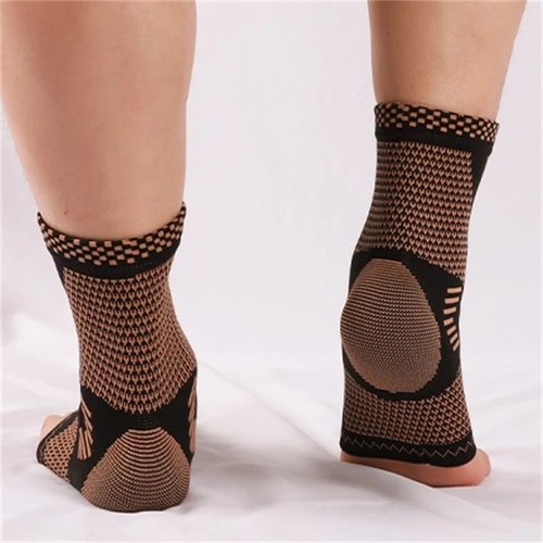 Sports Copper Ankle Brace Compression Sleeve Support Joint Fasciitis Pain Relief - Picture 12 of 18