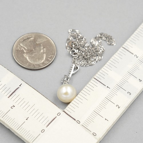 Women Sterling Silver Freshwater Pearl Pendant Chain Necklace Wedding bridesmaid - Picture 4 of 4
