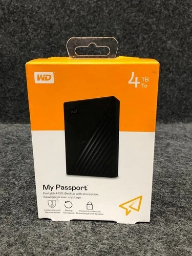 WESTERN DIGITAL My Passport 4TB Portable External HDD USB 3.0 Black NEW