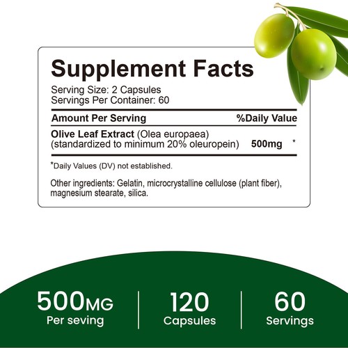 Olivenblatt (20% Oleuropein) 500mg - Herzgesundheit, gentechnikfrei - Bild 2 von 13