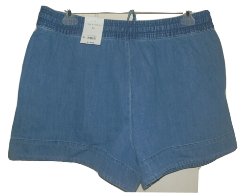 New Womens size XL Blue Jean Pull On Shorts Free Assembly Side Pockets 3.5" - Picture 2 of 2