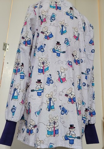 Landau Art Works Scrub Jacket Womens L Dentist Kids Toothbrush Bunny Easter - Picture 4 of 5