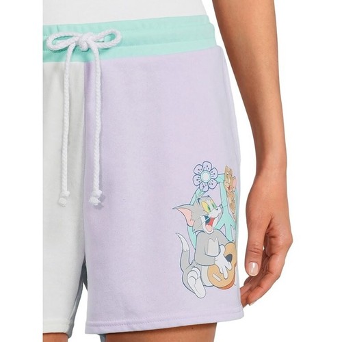 Tom and Jerry Women's SIZE 2XL 19 Colorblock Basketball Short Color Winter White - Foto 10 di 16