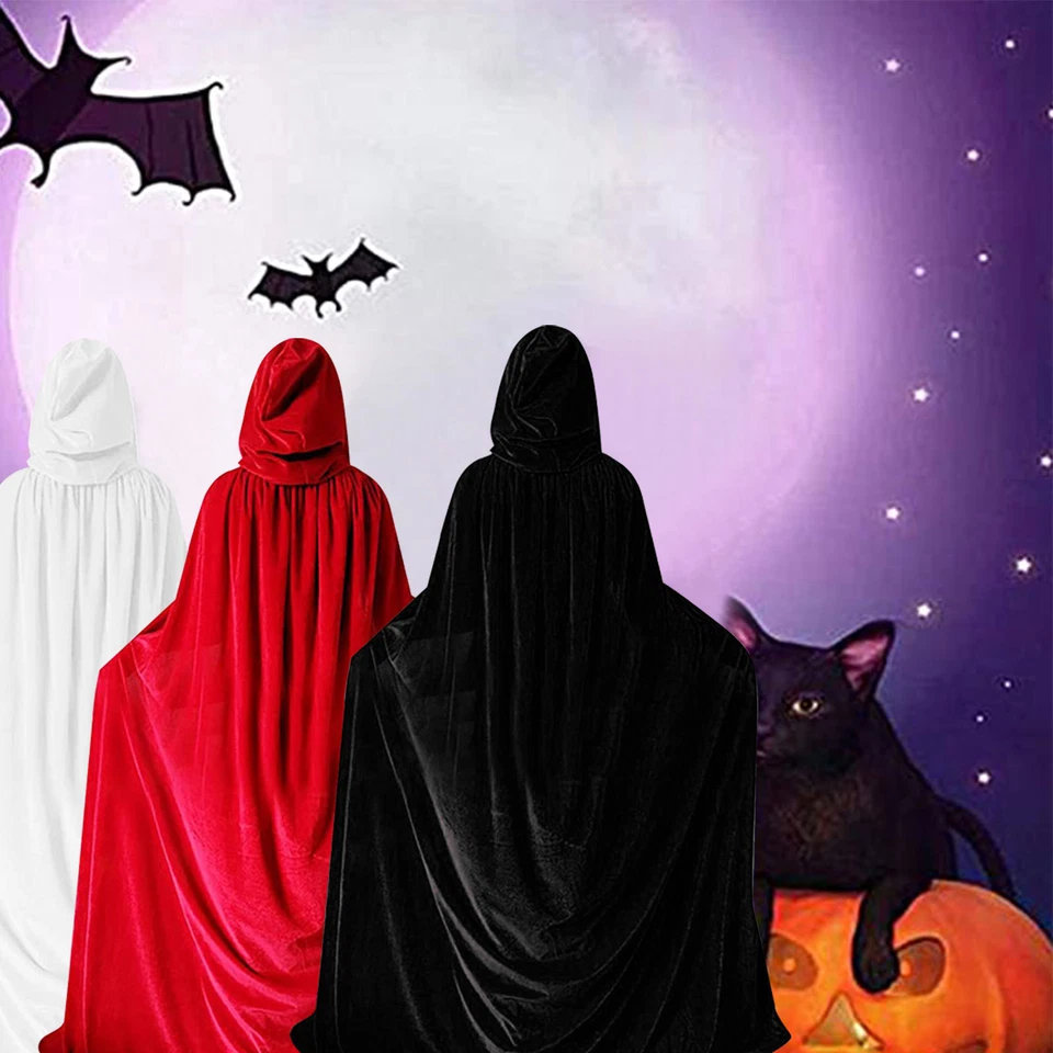 Unisex Adult Hooded Cape Medieval Renaissance Cloak Devil Witch Cosplay Costume - image 3 of 4