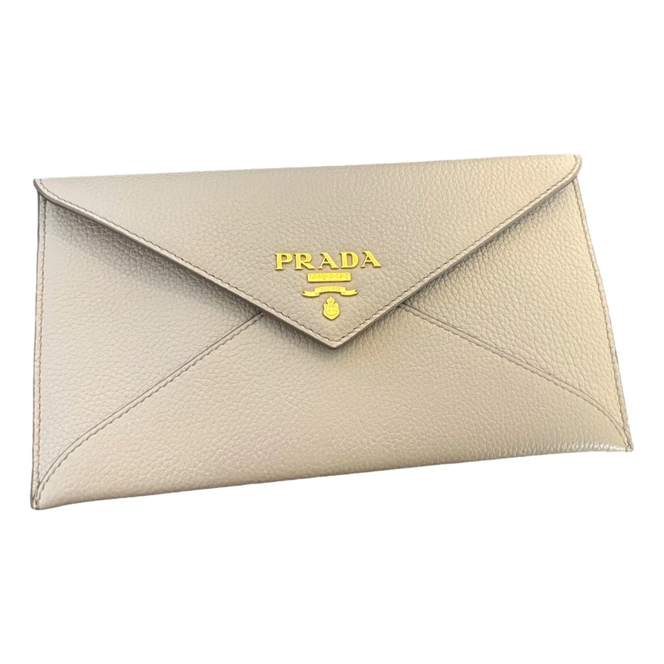 Prada Grey Vitello Grain Leather Long Envelope Wallet NWT - Image 3 of 4