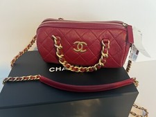 Chanel Fashion Therapy Bowling Bag Quilted Shiny Lambskin Small Red