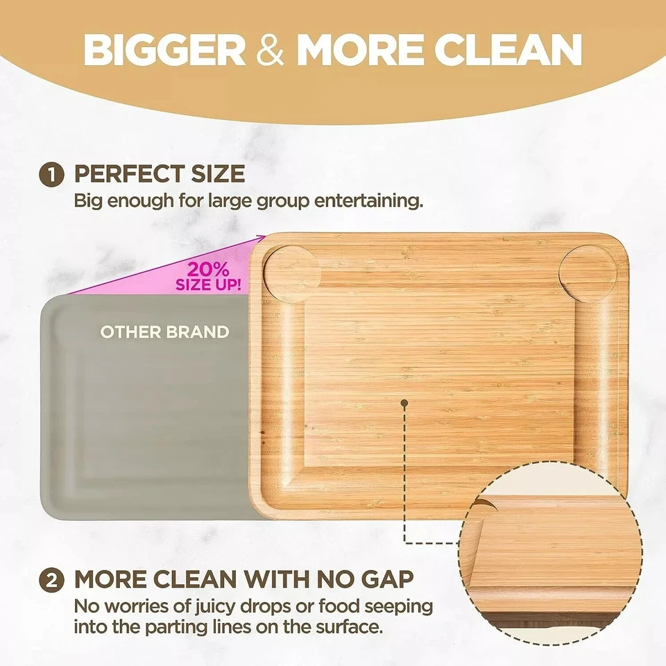 Tablero de Queso Hecho Bambú con Juego de Cubiertos de 6 Piezas-Bandeja para Servir Charcutería Regalo Foto 4 de 4