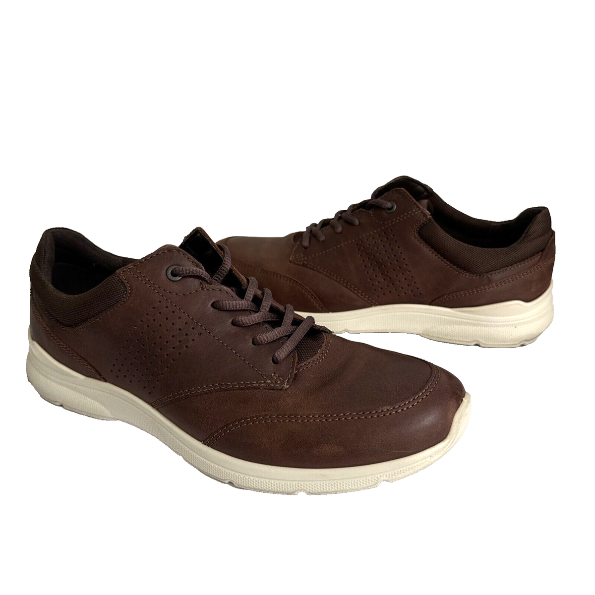 Ecco Irving Shoes Men's 10/44 Brown Leather Comfort Lace Up