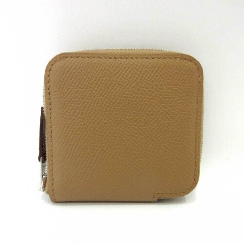 HERMES Wallet Azap Compact Silk-in Brown Coin Case Purse Square Round ...
