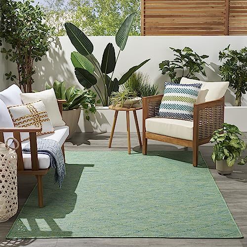 Practical Solutions Indoor/Outdoor Area -rug, Easy 6' x 9' Blue Green - Picture 4 of 8
