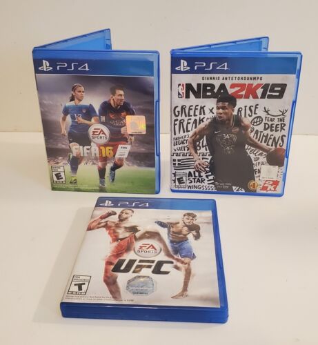 ✅PS4 Lot of 3 UFC + NBA2K19 + FIFA16 as pictured Tested & Works