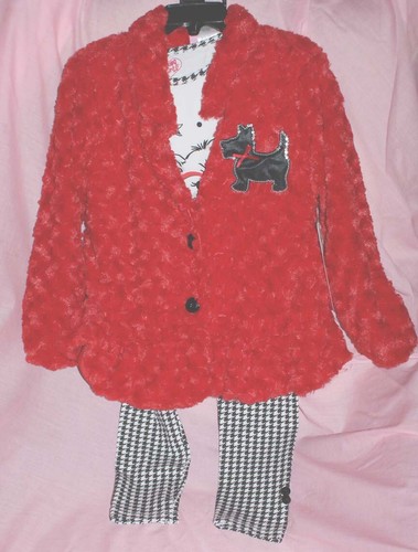 Young Hearts Girls 3 Piece Set Top/Leggings Scottie Dog Free Shipping - Picture 3 of 11