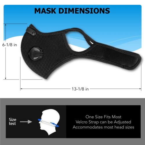 Filtro de carbono activado reutilizable doble válvula de aire ciclismo deporte máscara facial - Imagen 8 de 11