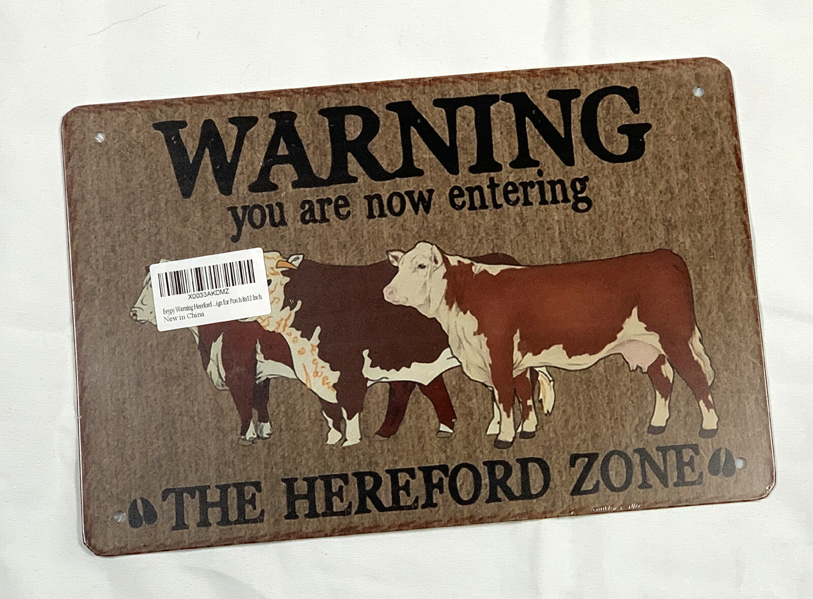 Warning You Are Entering Hereford Zone Metal Tin Wall Sign 11.75