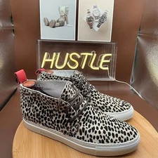 Del Toro Womens Chukka Shoes Size 9 Leather Leopard Print Pony Hair