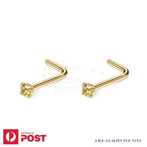 2-6PCS Nose Stud Ring Zirconia Stone L Shaped Surgical Steel Piercing Jewellery - Picture 5 of 17
