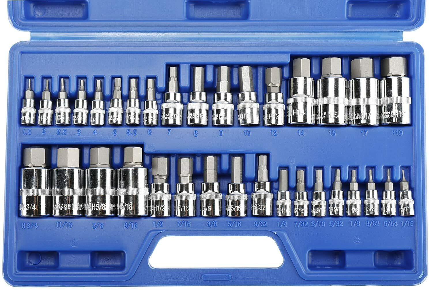32pc Master Hex Bit Set SAE and Metric Socket Set Standard Allen 1//4 3//8 1//2 inch
