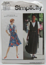 7504 Simplicity Sewing Pattern Dennis Goldsmith Jumper & Pullover Top SZS 12-16