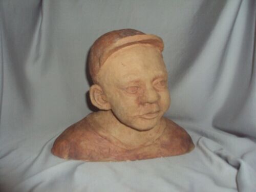 Studio Keramik Skulptur signiert Büste eines Kindes Jungen Original Kunst - Bild 3 von 6