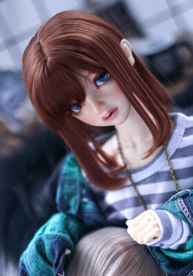 1/3 8-9-10'' Pullip Bjd Doll Hair Wig Brown Bob Soft Chocolate Shoulder Long G-r#