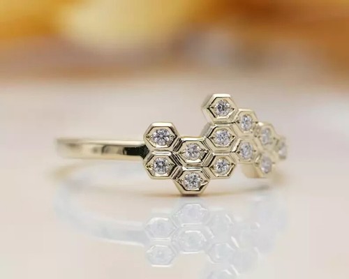 2Ct Bezel Set Wedding Ring Round Cluster Moissanite 14k Yellow Gold Plated - Picture 2 of 3