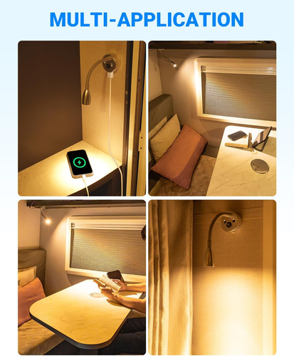 Luce LED 12V Camper Lampada Da Lettura LED Faretto Da Parete 12 Volt Dimmerabile - Foto 6 di 13