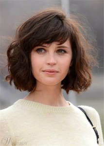 Short Wavy Dark Brown Layered Hairstyle Capless Synthetic Hair Ebay