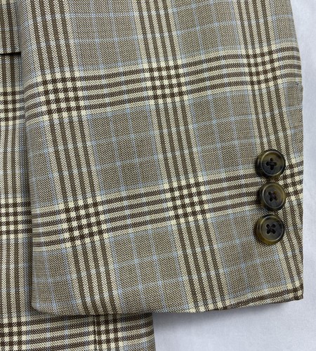 Zilli X D' Avenza Mens Brown Blue Checked Wool Silk Blazer Size 40R Mint - Picture 2 of 7