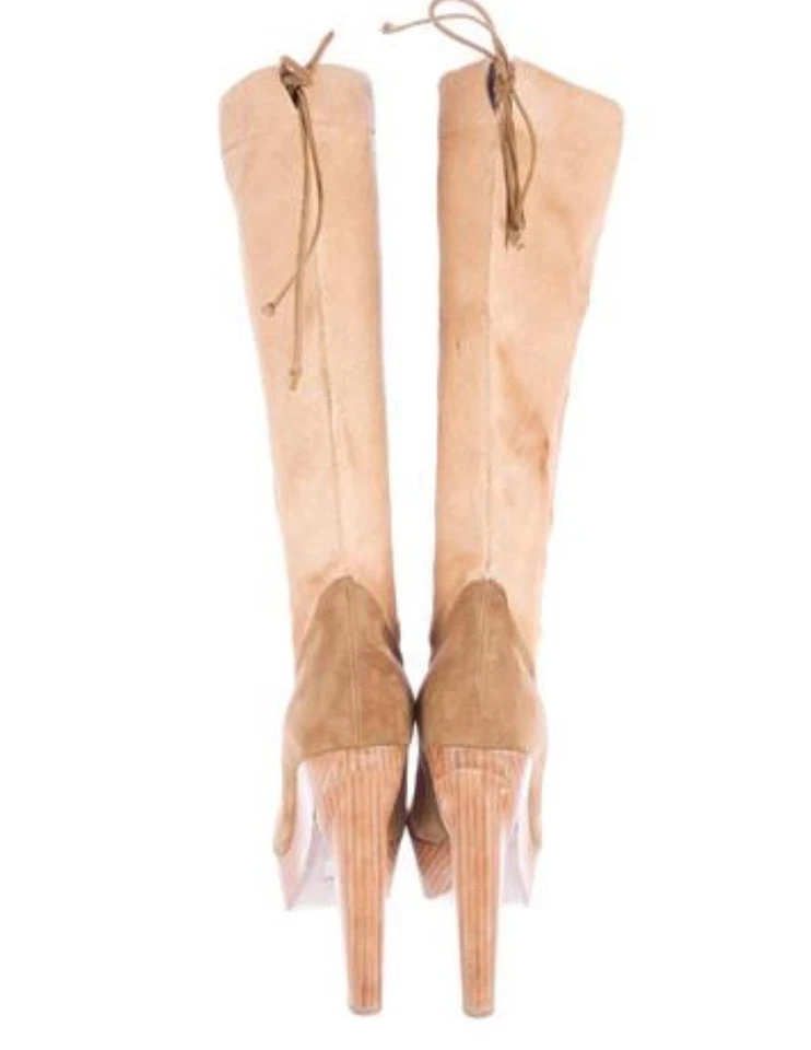 8 Botas Pierre Hardy Pelo Pony Gamuza Plataforma Tostado Camel 6" Tacón AUTÉNTICAS, RARAS Foto 3 de 4