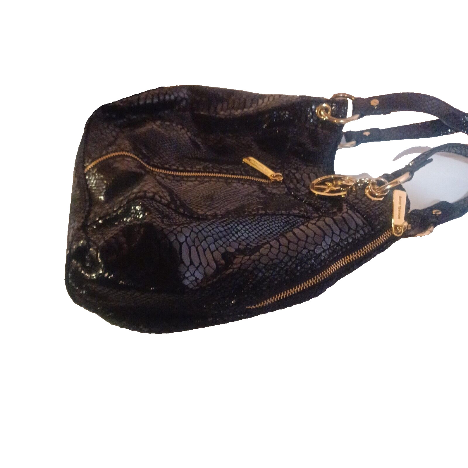 Michael Kors Moxley Black Embossed Python Leather… - image 3