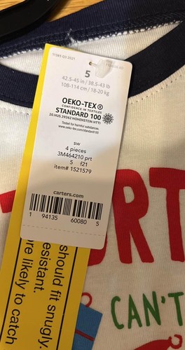 Carter’s boys 4-Piece 100% Snug Fit Cotton PJs size 5. New - Picture 2 of 3