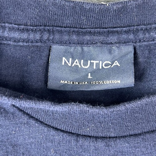 Vintage Nautica Lighthouse Logo T-Shirt USA Made L Navy Blue Graphic Tee - Picture 4 of 9