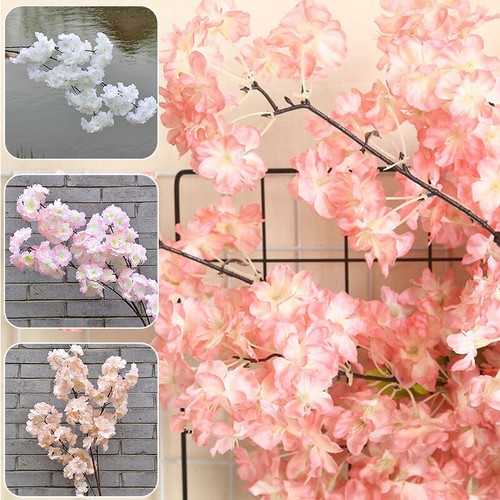 120cm Artificial Branch Cherry Blossom Fake Silk Flower Tree Party Home Decor - Afbeelding 1 van 18