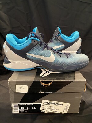 Nike Zoom Kobe 7 VII Shark Obsidian White Blue Grey Current Nike Zoom Kobe 7 VII Shark Obsidian White Blue Grey Current