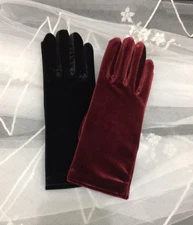 9.5 " Velvet Wrist Length Gloves. Pick Your Color !