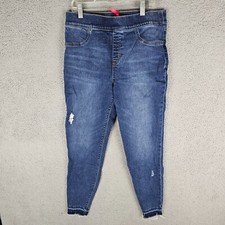 SPANX 20203R Distressed Skinny in Medium Wash Pull-on Stretch Jeans Large