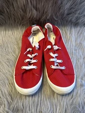 Time And Tru Slip On Shoes Women Size 9 1/2 Red Lightweight Sneakers