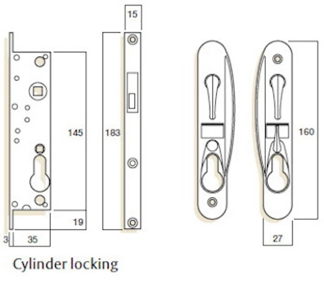 WHITCO Leichhardt Sliding Security Screen Door Lock-W865317 NO CYL-FREE POST! - image 3 of 4