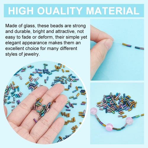 2760Pcs Glass Bugle Beads 6 Colors Glass Tube Beads 4Mm Tube Spacer Beads Czech - Picture 3 of 7