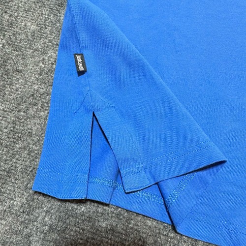 Just Cavalli Polo Shirt Mens Large Blue Cotton Blend Barrel Ribbed Cuffs Casual - Picture 9 of 13