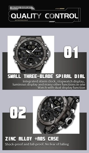 SANDA LED Digital & Analogue Sports Watch Stainless Steel Back Various Colours - Picture 24 of 36