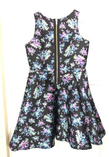 Pippa & Julie Girls Size 10 Dress Light Black Flowers Full Skirt Formal - Picture 5 of 7