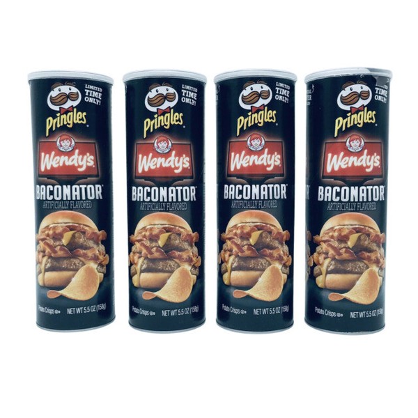 Pringles Wendy's Baconator Potato Crisps Chips 5.6oz Brown for sale