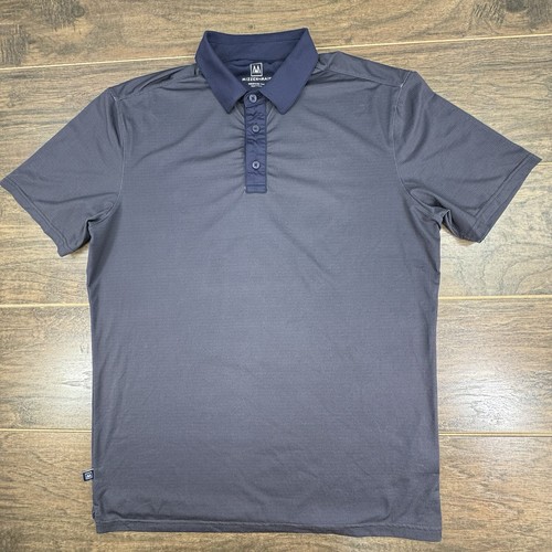 Mizzen + Main Polo Shirt Mens Medium Trim Fit Blue Lightweight Stretch-READ - Picture 2 of 9