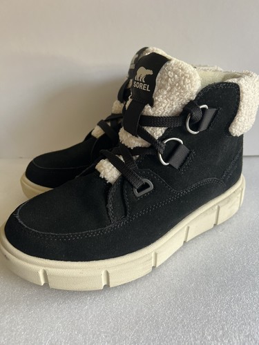 Sorel Explorer III NW Lace wasserdichte Damen-Winterstiefel aus Wildleder schwarz weiß Größe 8,5 - Bild 4 von 9