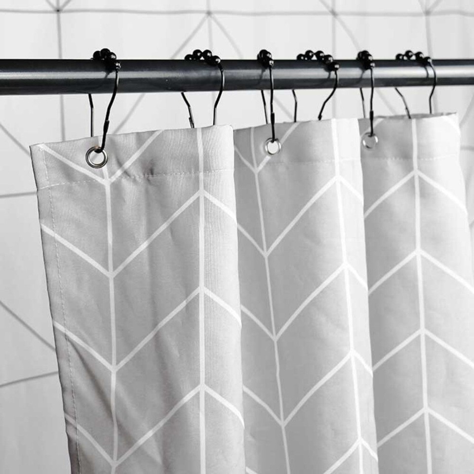 12 Pcs Black Shower Curtain Hooks Traditional Bathroom Decor Sealed