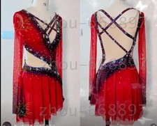 Figure Skating Dress Ice Skating Dress Competition Skating Wear red dyeing