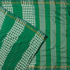Vintage Green Sarees 100 Pure Cotton Zari Handwoven Sari 5YD Decor Craft Fabric